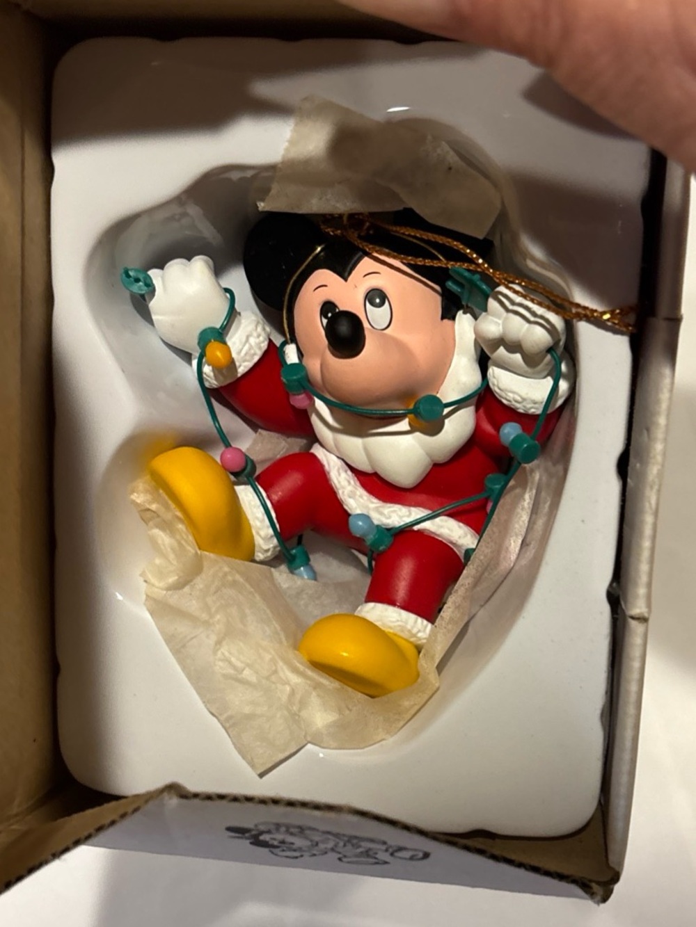 Disney Grolier Christmas Magic Ornament Mickey Mouse Tangled in Lights - Picture 6 of 9
